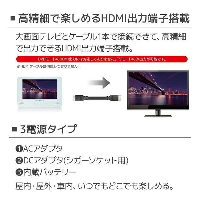 GRANPLE 防水 テレビ ポータブル DVD プレーヤー 地デジ 浴室