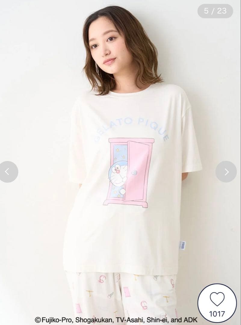 【新品】ジェラートピケ ドラえもん ワンポイントTシャツ＆総柄ロングパンツセット