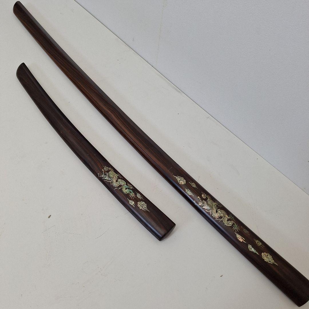 【専用】黒檀 螺鈿細工木刀　大刀 脇差 模造刀