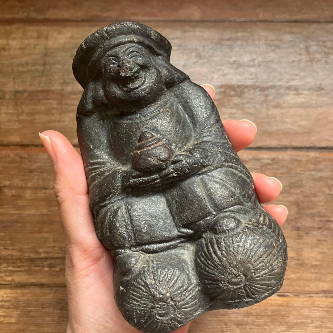 アンティーク 土人形 恵比寿天 大黒天 七福神 彫刻 時代物 骨董