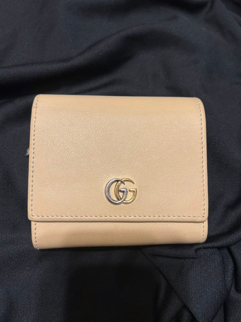 GUCCI グッチ GGマーモント 三つ折り財布 ベージュ コンパクトウォレット