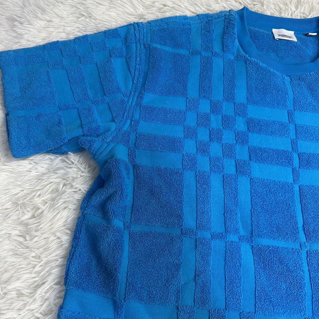 オ*フ様 美品 BURBERRY/バーバリー チェック柄 パイル地 厚手 半袖T