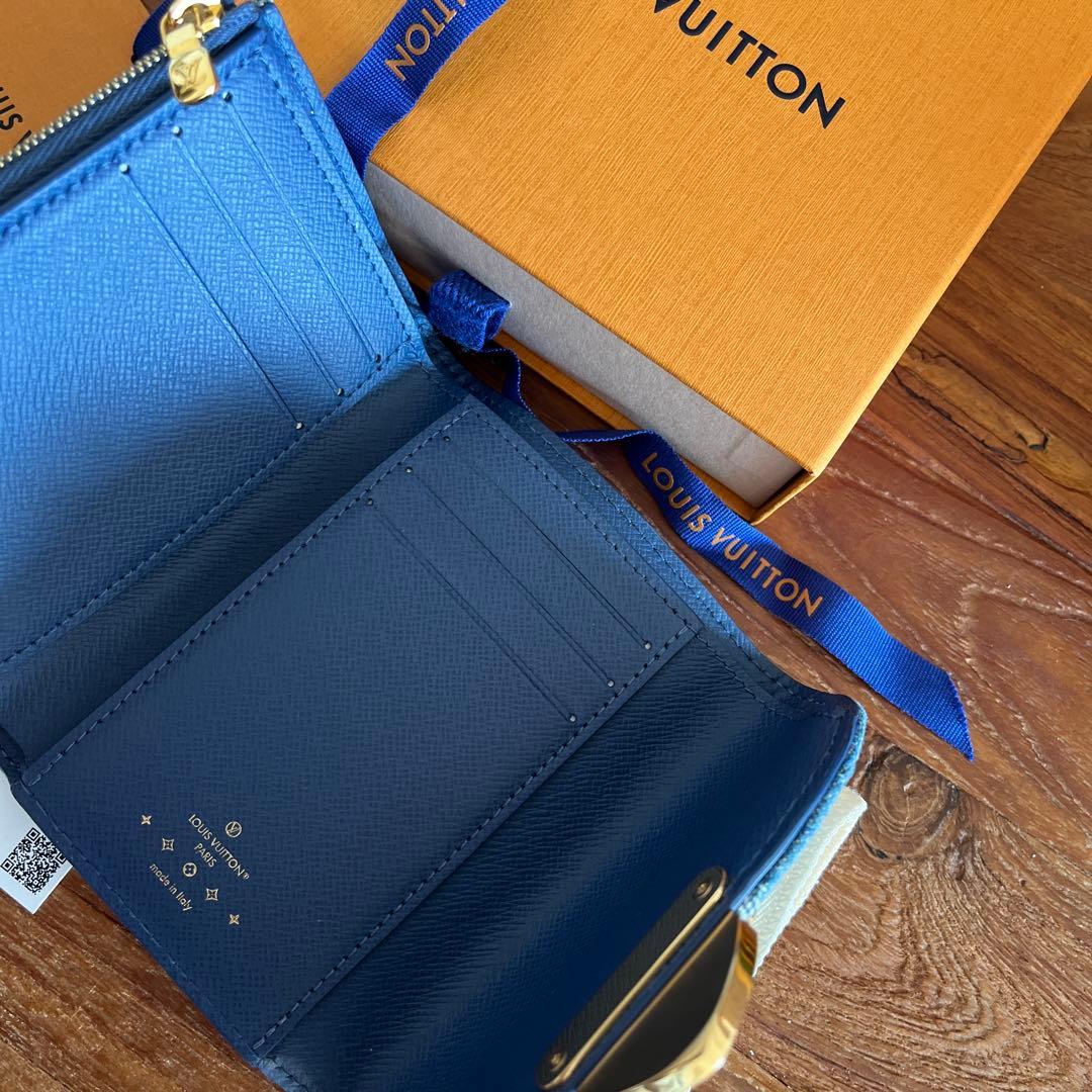 未使用　希少　ポルトフォイユ　ヴィクトリーヌ　lvリミックス　デニム　ブルー