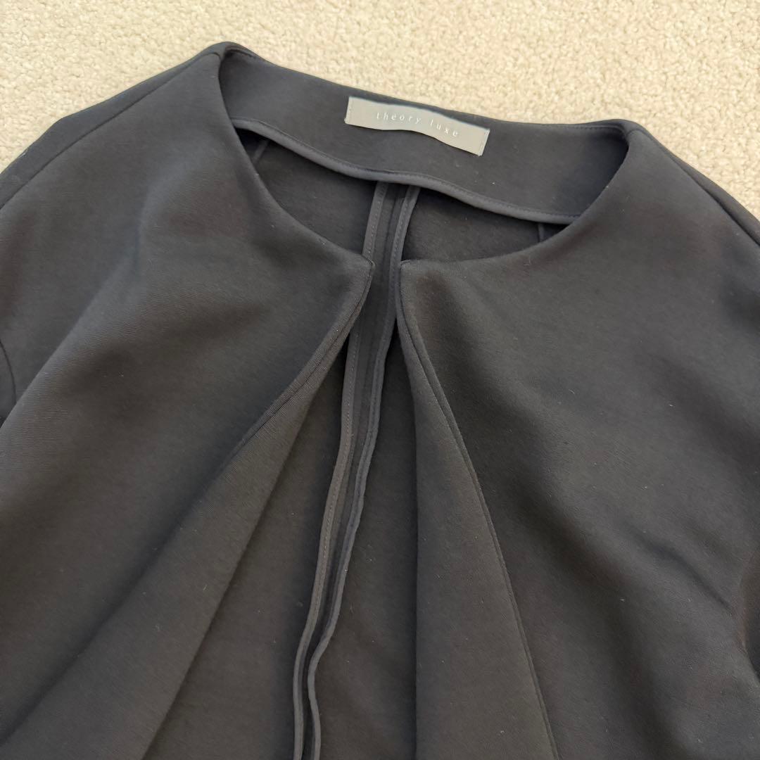 Theory luxe ノーカラー 羽織り 黒 38 キレイめ✨カジュアル 春✨