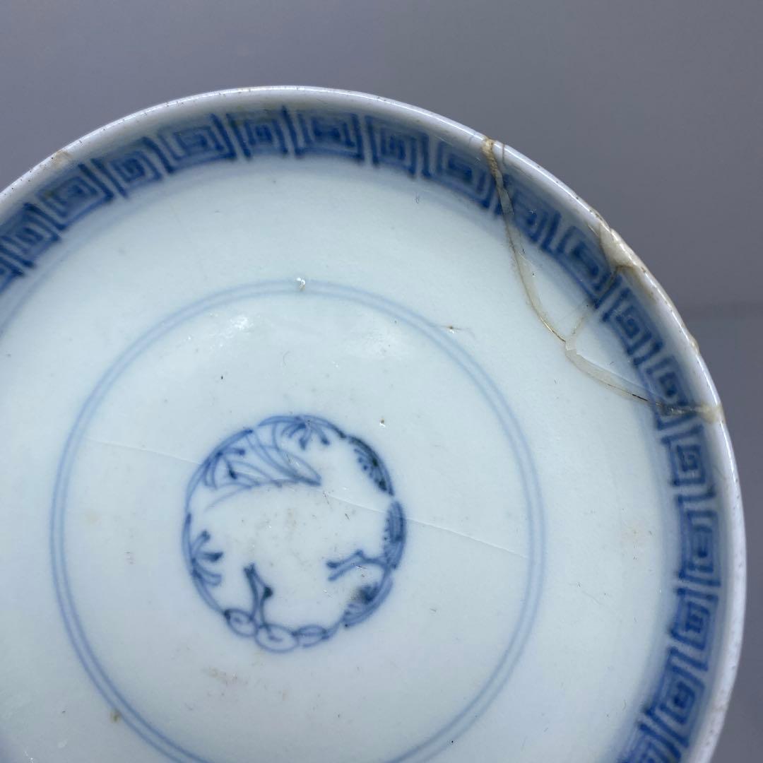 古伊万里　染付龍図　蓋茶碗　6客　東さ7-0708①