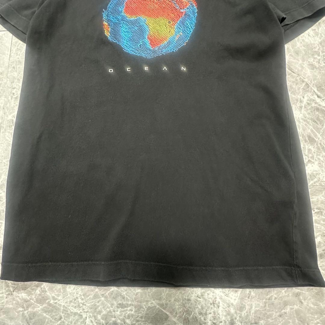 美品　モンクレール　Tシャツ　半袖　マグリア　地球儀　刺繍　黒　M　メンズ
