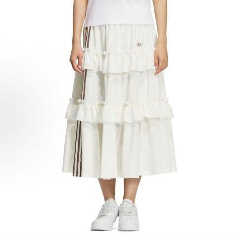 韓国adidas 日本未発売フリルスカート ストライプ ホワイト　レア　M