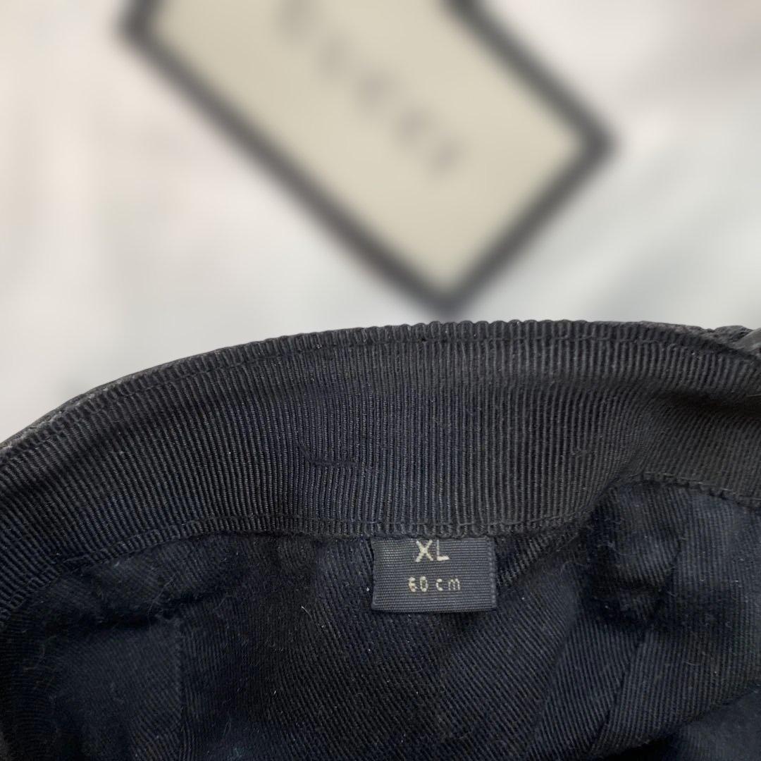 GUCCI ストライプ付き GGキャンバス ベースボールキャップ　黒