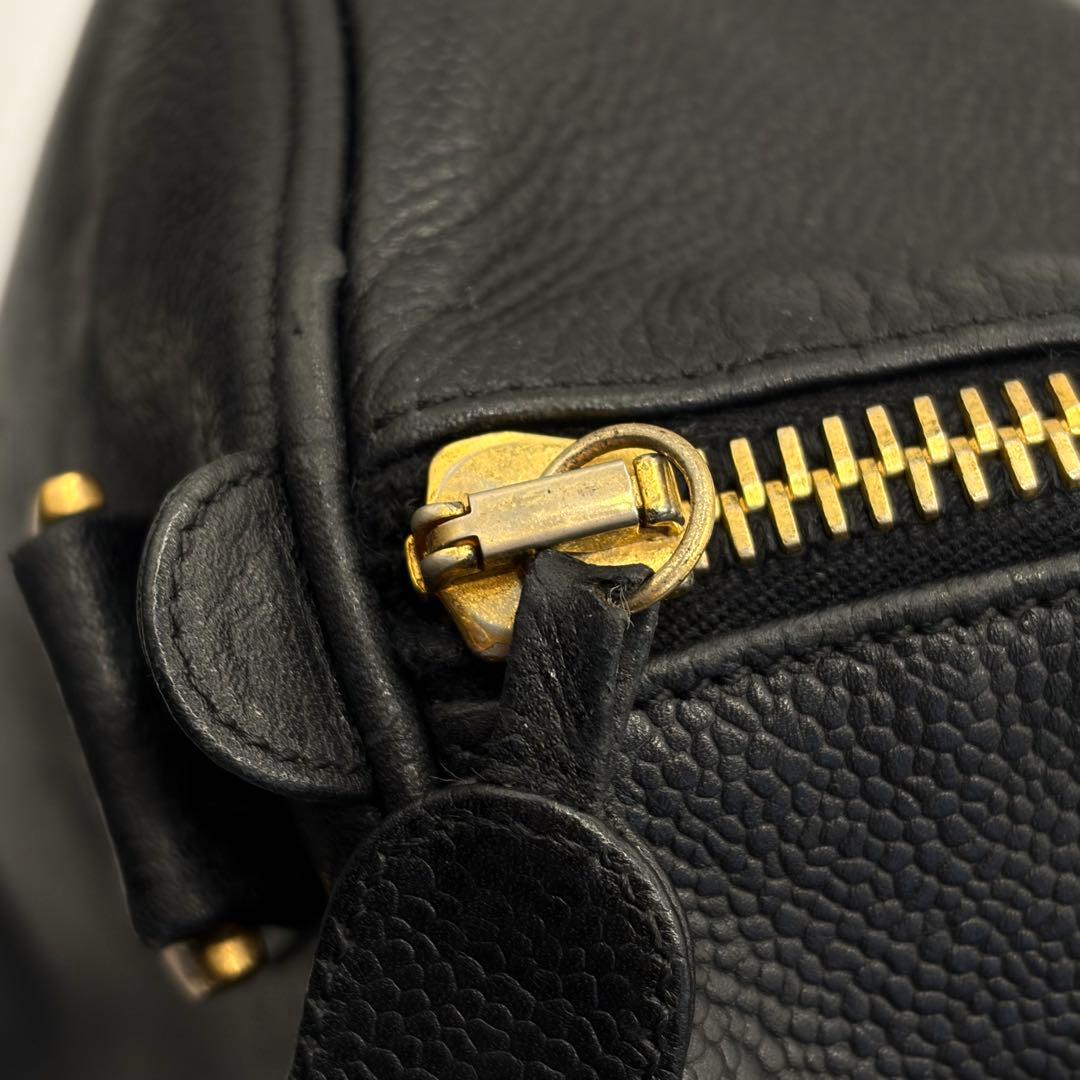 CHANEL シャネル ボストンバッグ キャビアスキン ココマーク ショルダー紐
