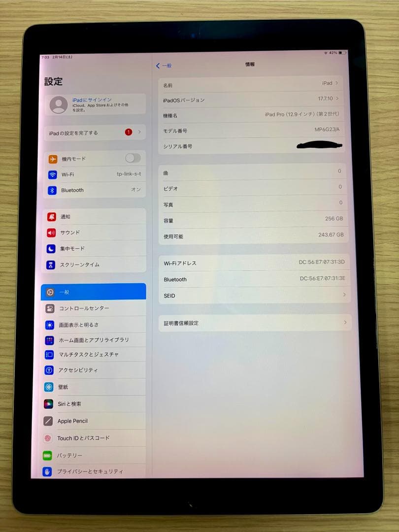 iPad Pro 12.9 第2世代 256GB シルバー 【ジャンク】