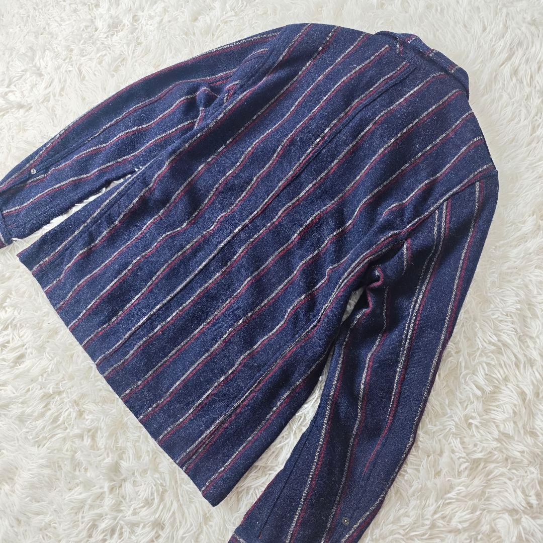 【高級】FRED PERRY×MOON 英国製ウールシャツジャケット M 紺系