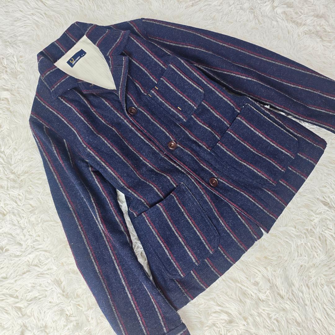 【高級】FRED PERRY×MOON 英国製ウールシャツジャケット M 紺系