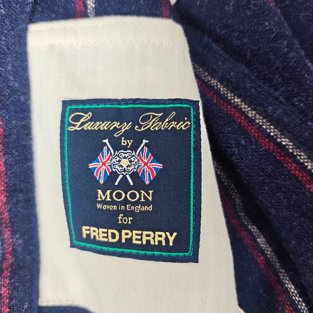 【高級】FRED PERRY×MOON 英国製ウールシャツジャケット M 紺系