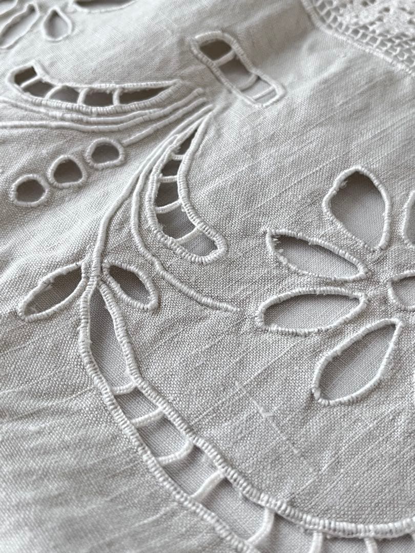 【美品】フランスアンティーク リシュリュー刺繍 天使のカーテンセット[3250]