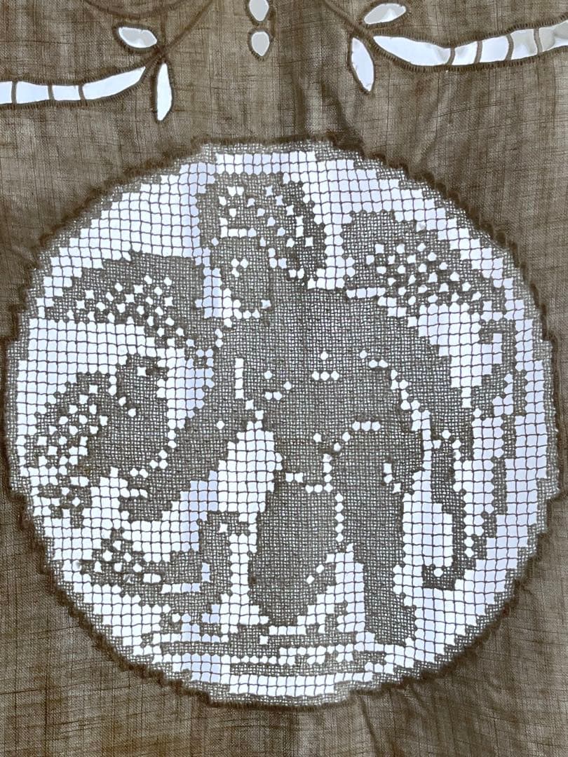 【美品】フランスアンティーク リシュリュー刺繍 天使のカーテンセット[3250]