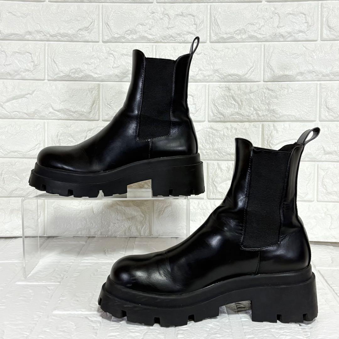 ZARA ザラ 厚底 サイドゴアブーツ 黒 ブラック 23.5cm 36