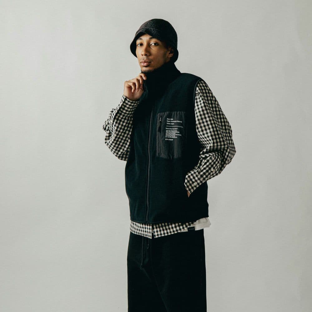 【APPLEBUM】FULL ZIP フリースベスト Black【XL】