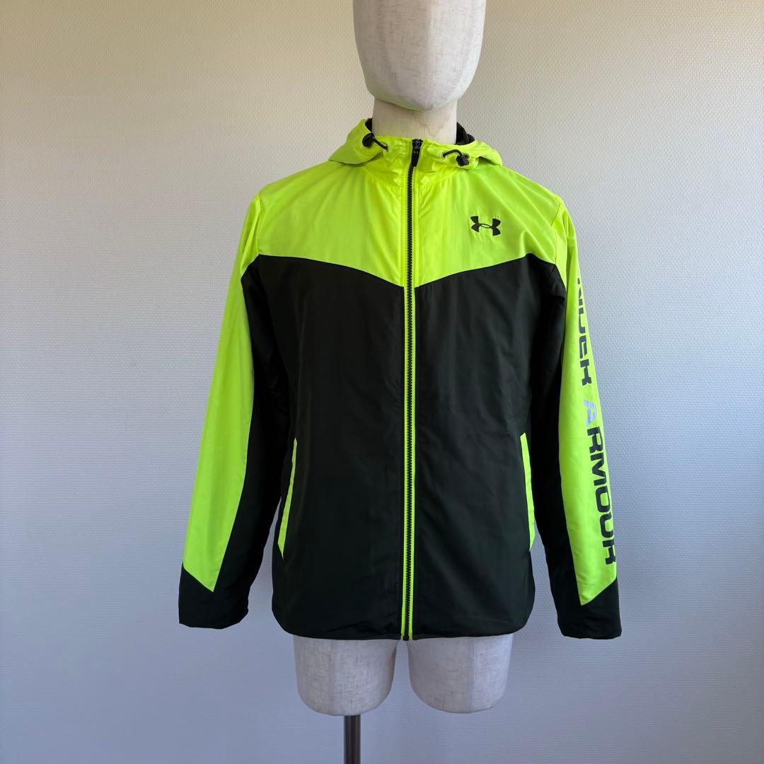 UNDER ARMOUR ウインドブレーカー　セットアップ　裏起毛　蛍光イエロー
