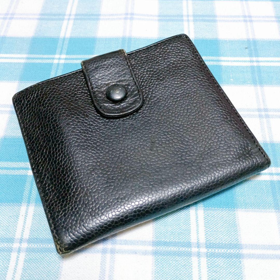 確実本物＊CHANEL　シャネル　Wホック2つ折り財布　黒