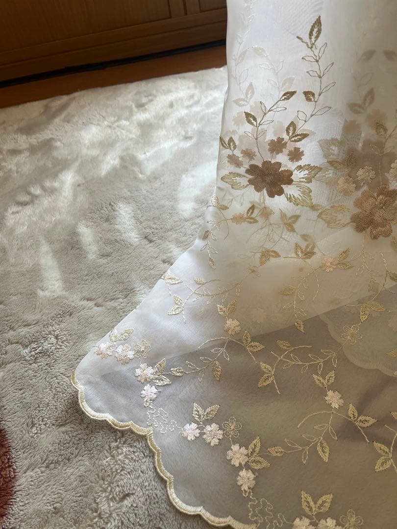 花柄刺繍 レースカーテン