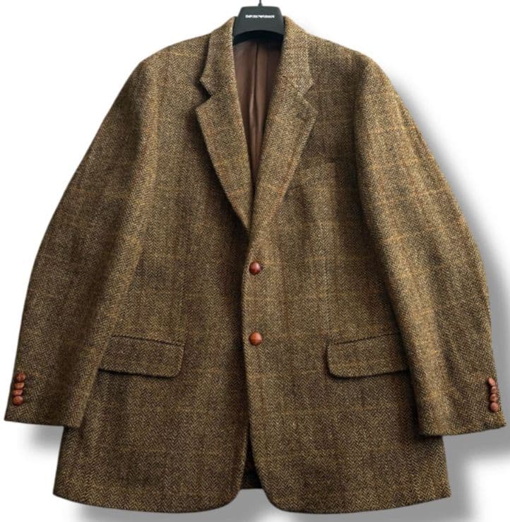 菊田74さん専用【中古】HARRIS TWEED 2XLテーラードジャケット