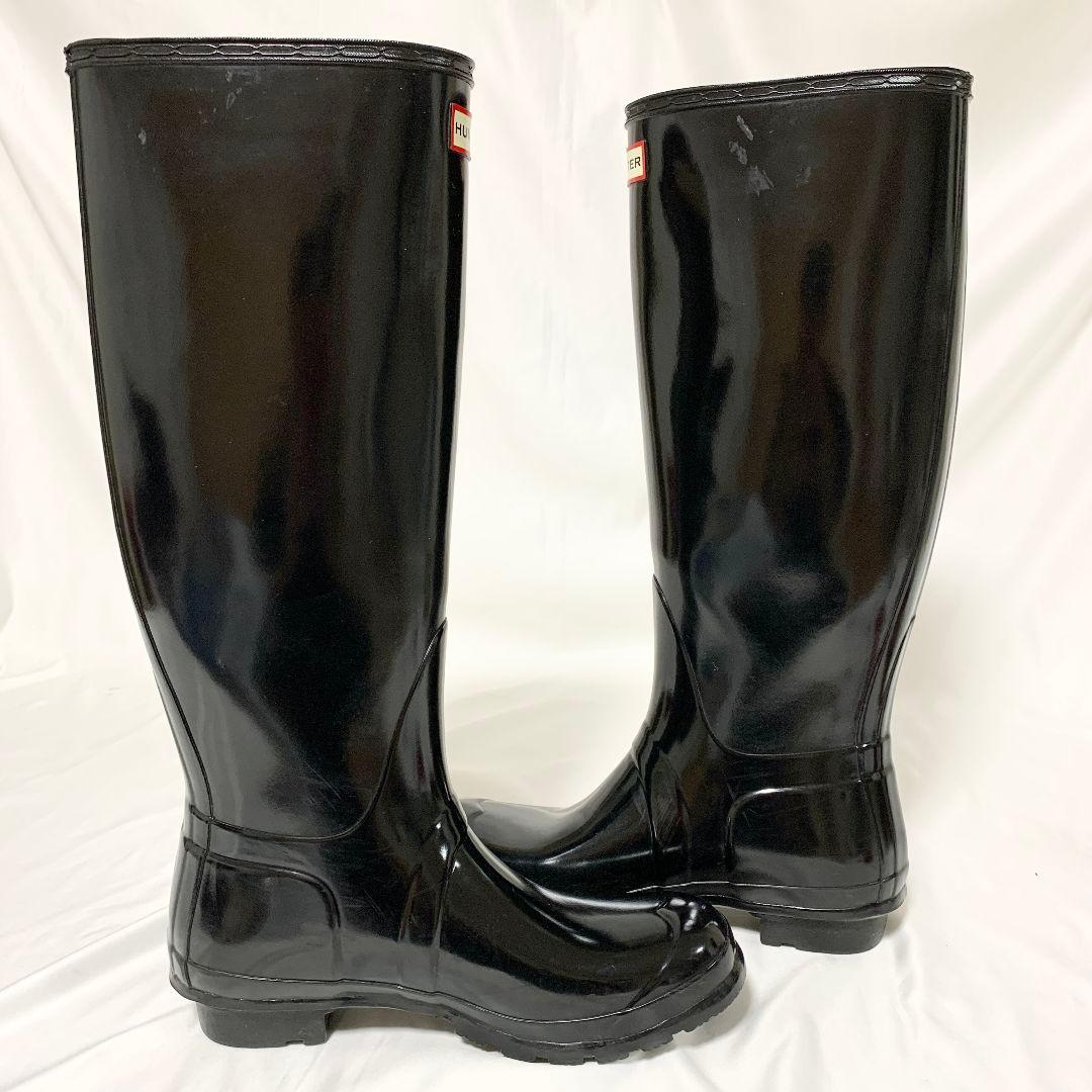 【良品】HUNTER　ブラック 長靴　レインブーツ　25cm