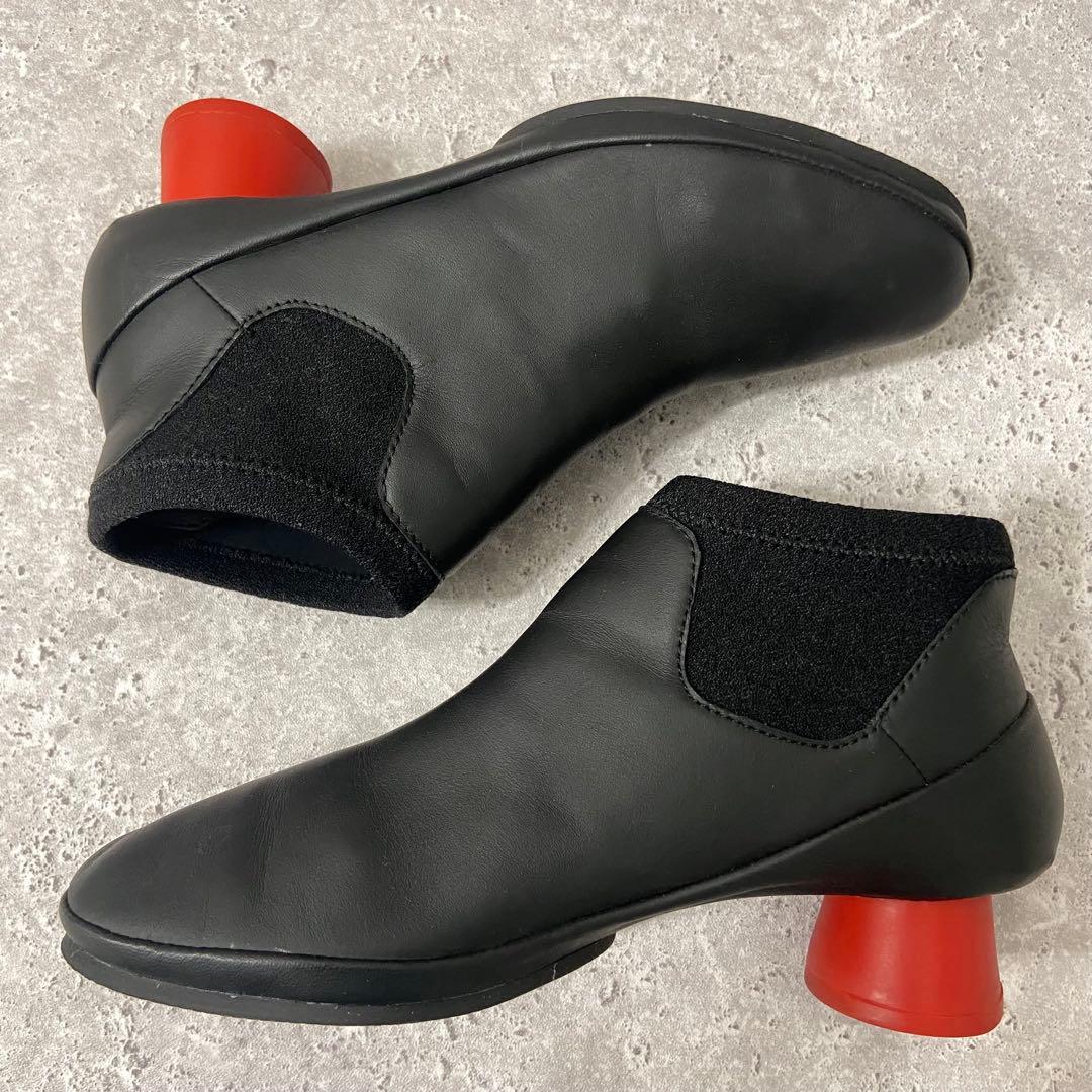 美品 CAMPER オールライト レッドヒール ショートブーツ 37 黒