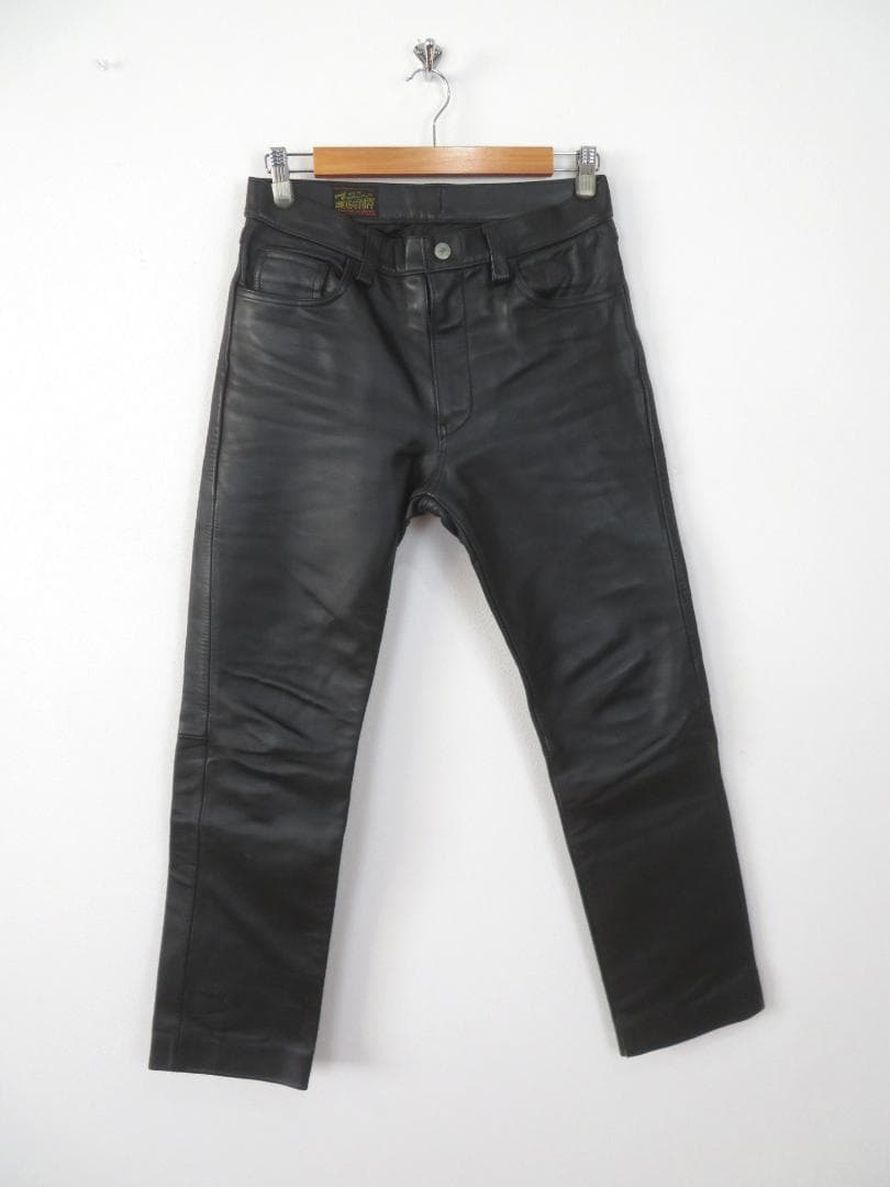 ぽち様ジョンブル レザーパンツ 革パン W30 JOHNBULL 黒 本革 牛革