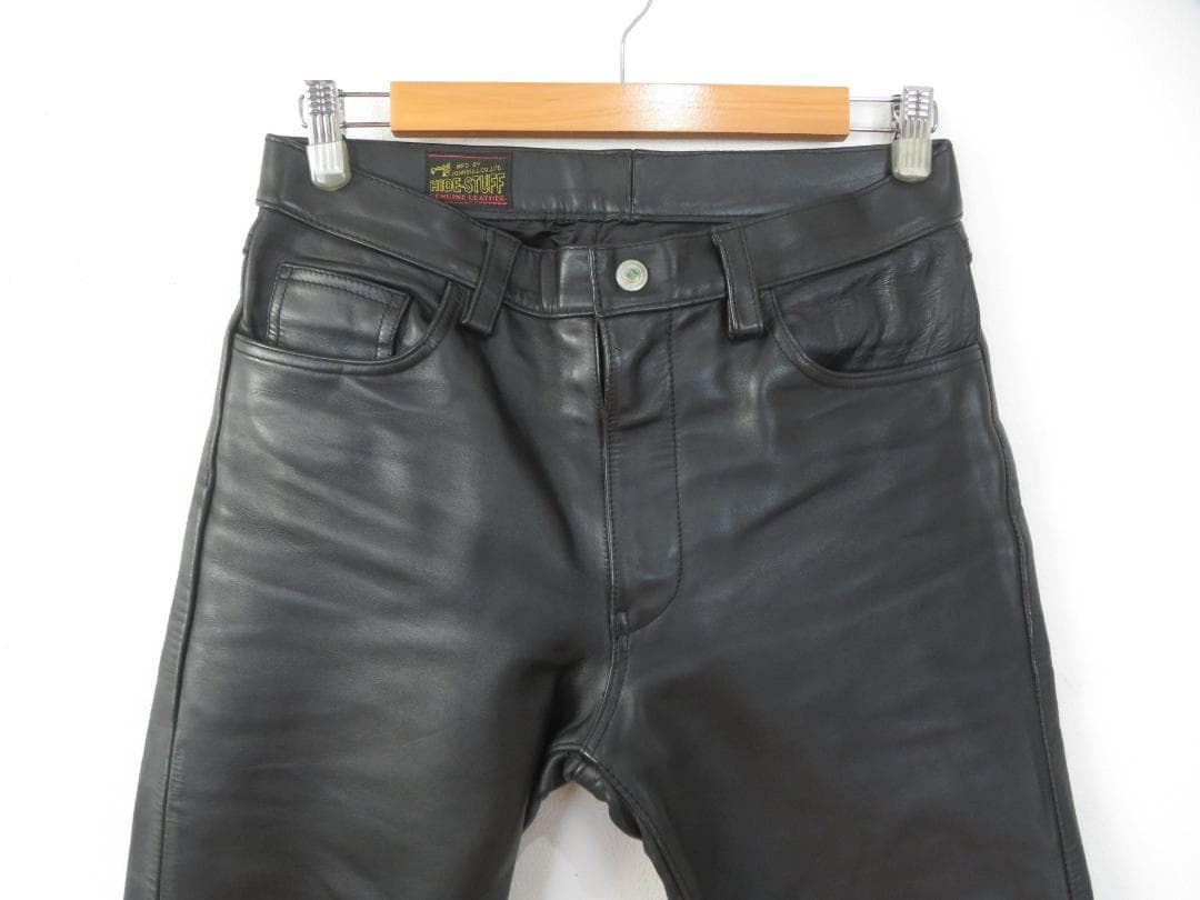 ぽち様ジョンブル レザーパンツ 革パン W30 JOHNBULL 黒 本革 牛革