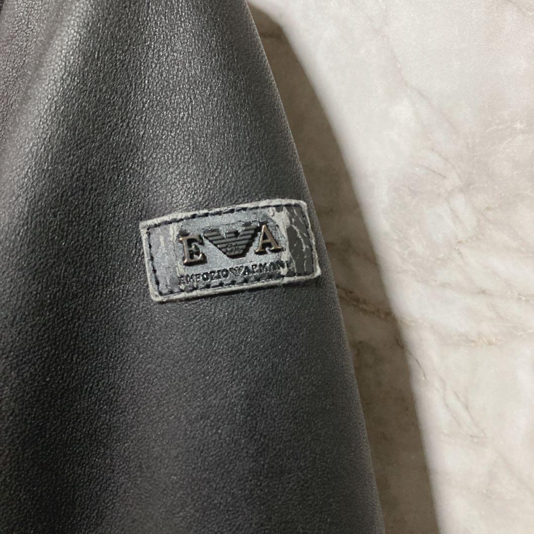 44）EMPORIO ARMANI シープスキン×ウール スタジャン