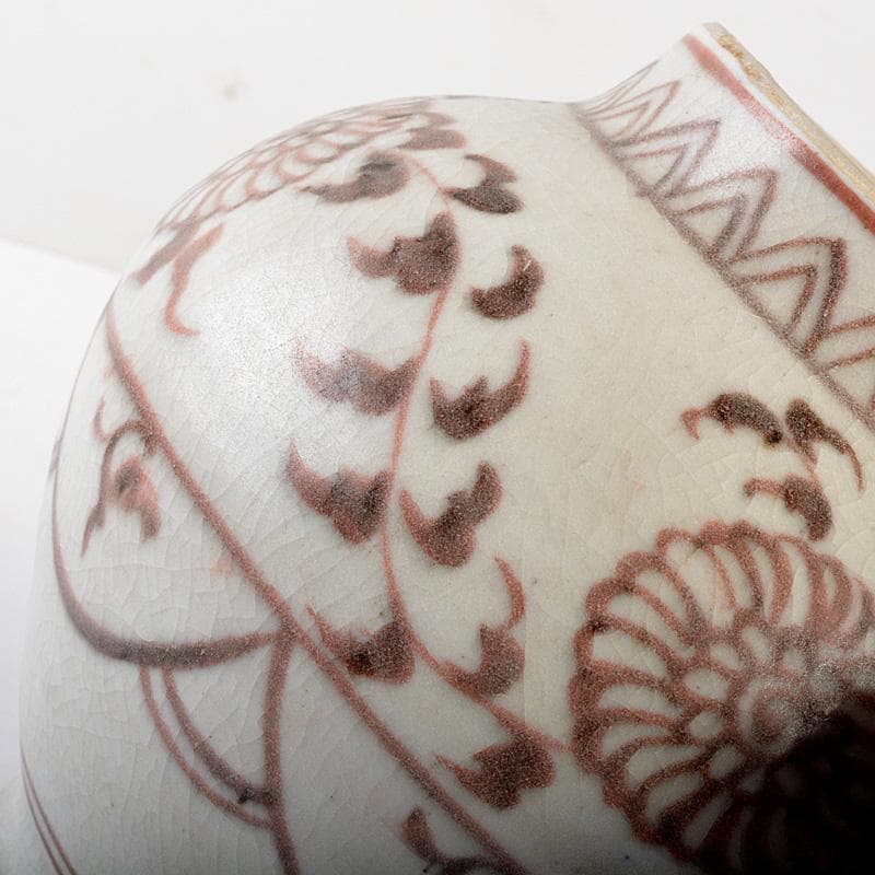 中国　釉裏紅　花卉文壷　N　R5781