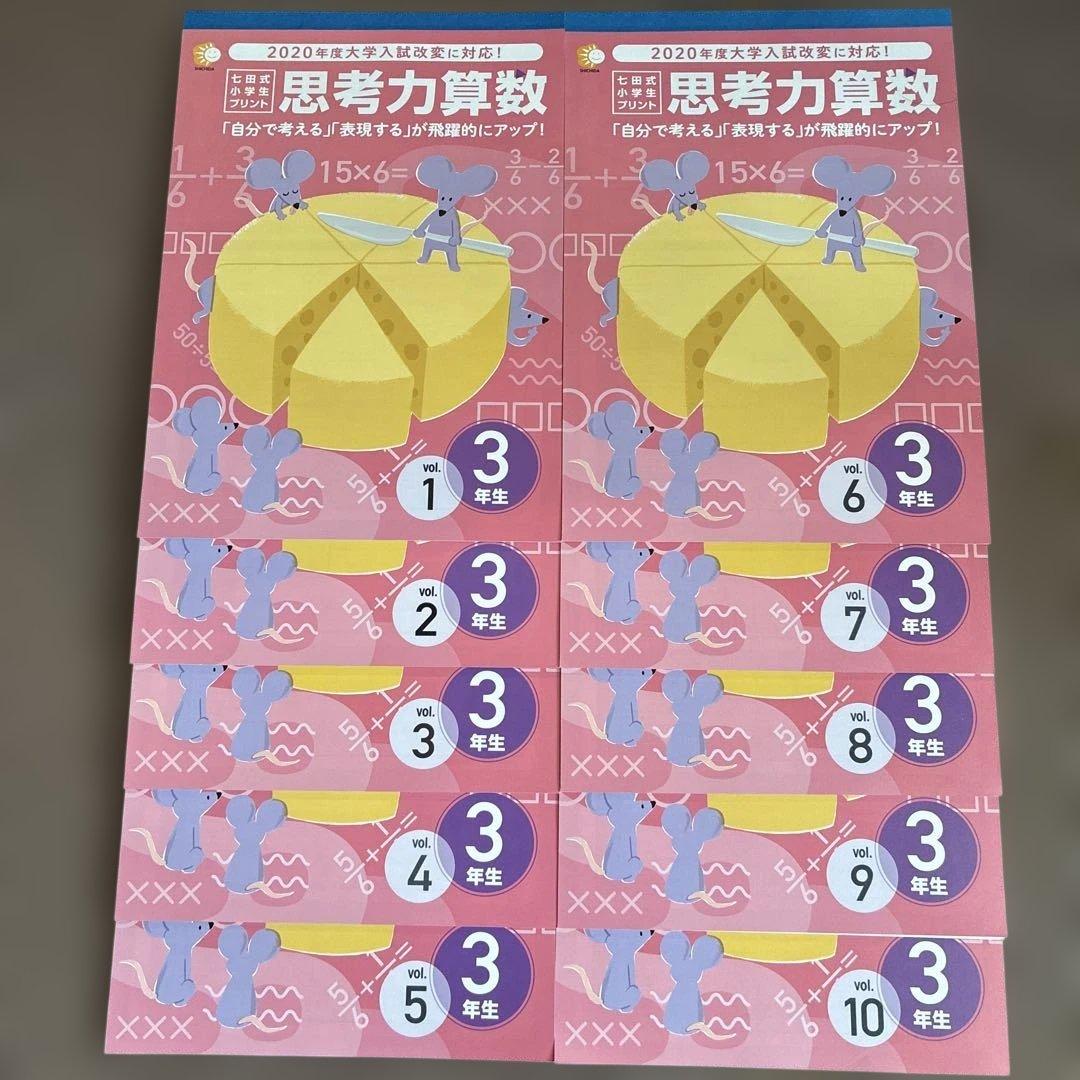 3年生　しちだ式小学生プリント　 思考力国語、算数　全10冊セット