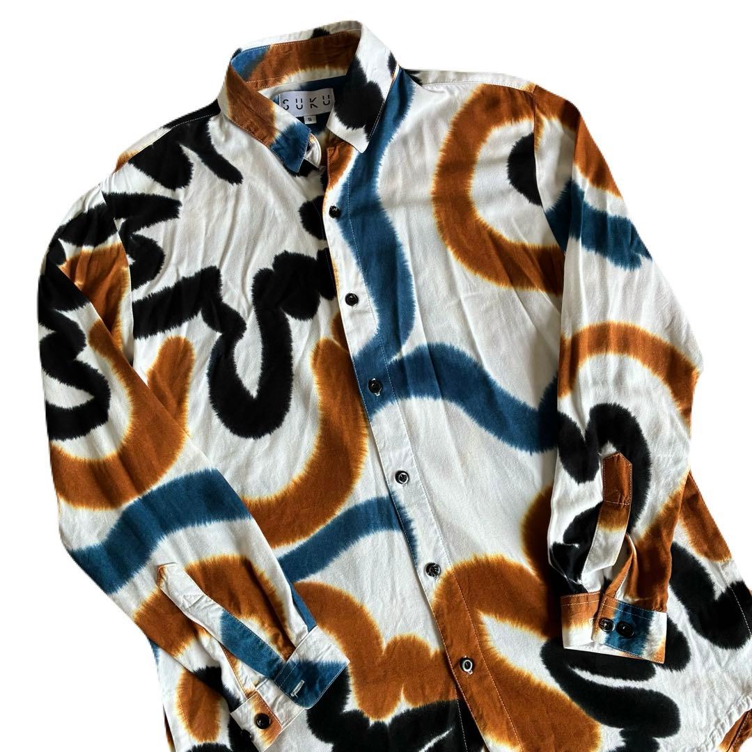 SUKU  S バンブー パジャマ セットアップ 総柄 S