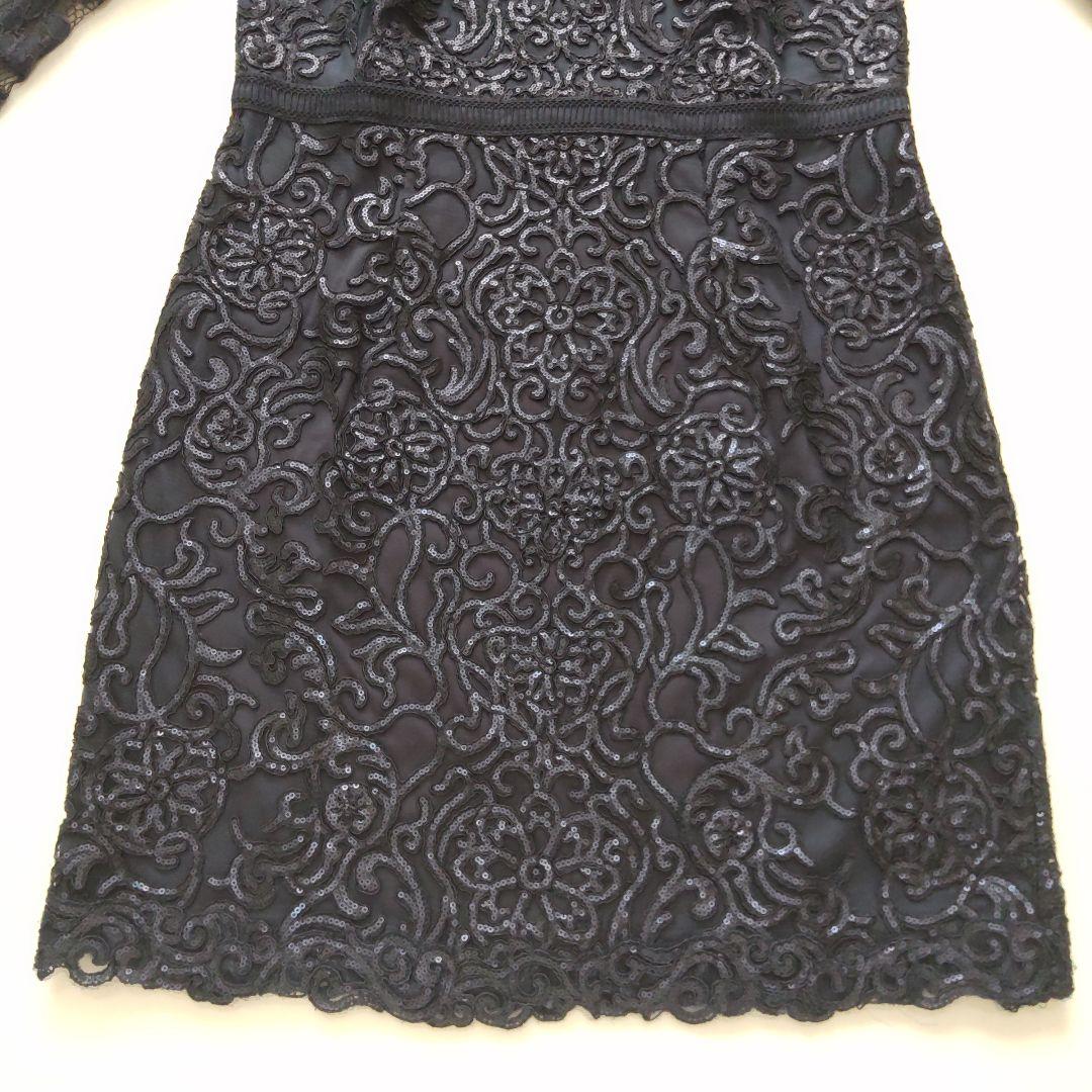 美品 タダシショージ フレアスリーブ 長袖 レース スパンコール ワンピース L