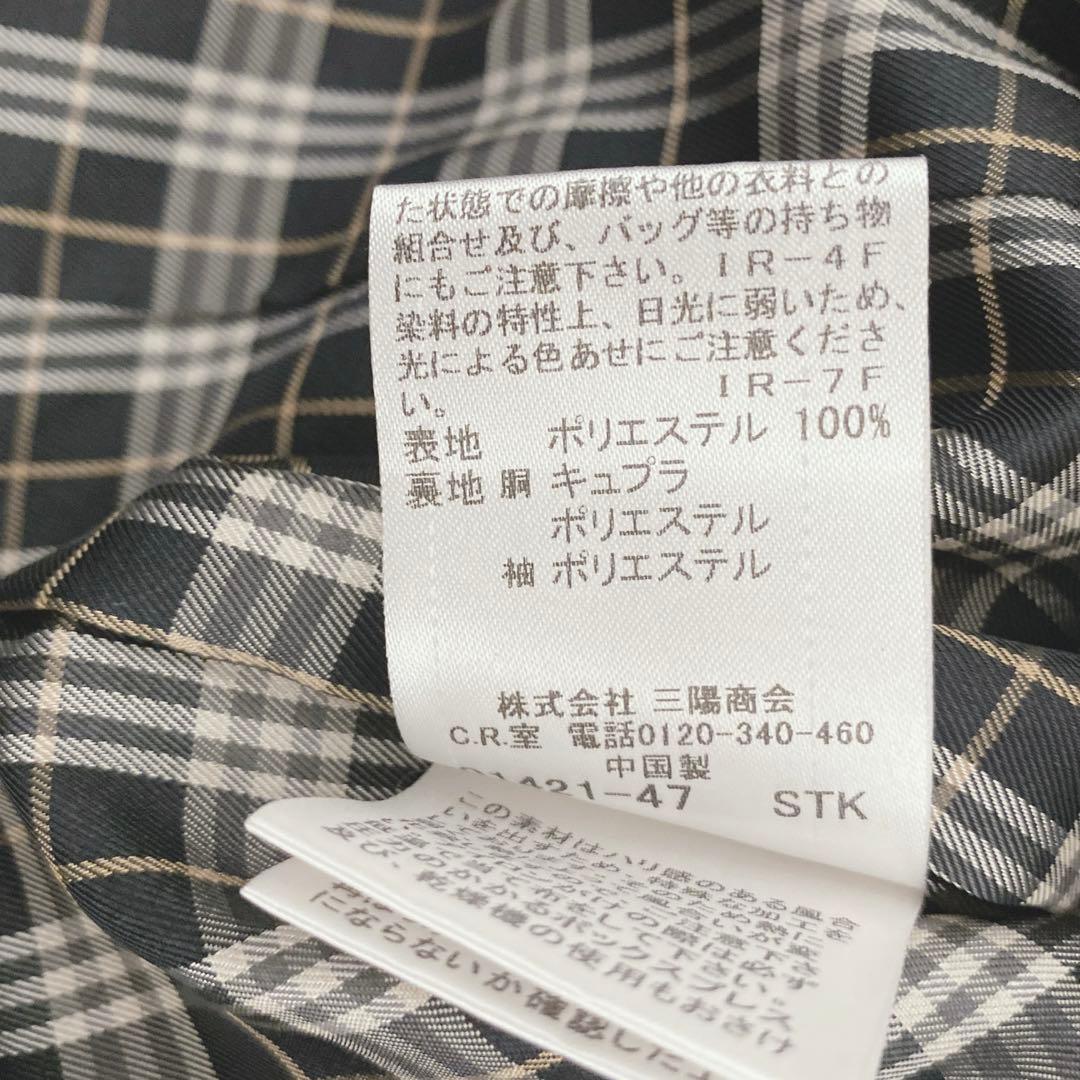 希少 バーバリー トレンチ風コート ベルト付き プリーツ 金ボタン ネイビー