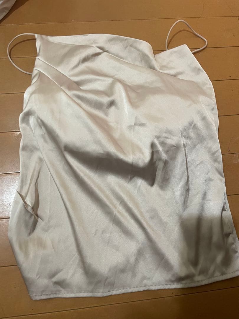 aimeine　エメイン カップインドレープサテンキャミソール ライトベージュ