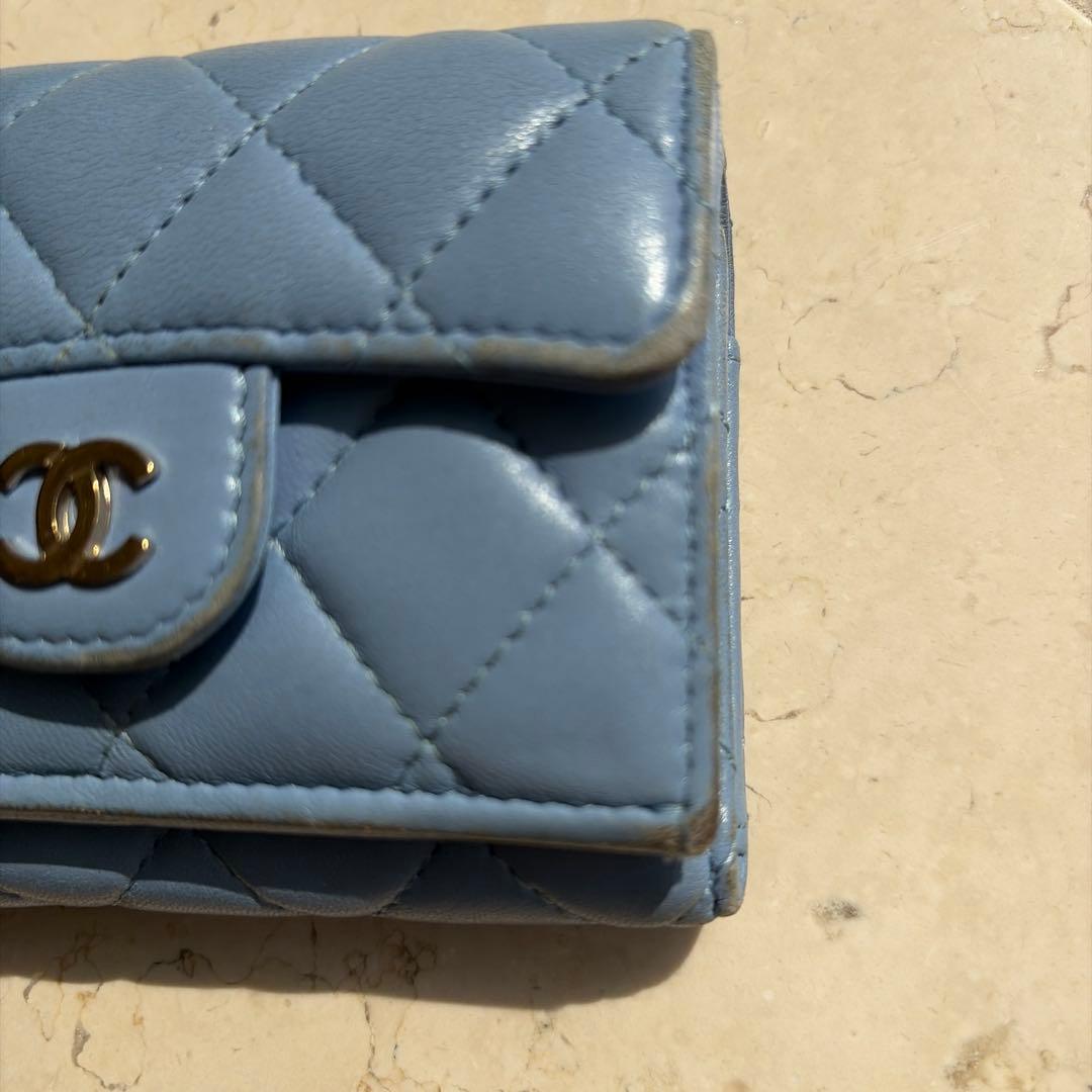 CHANEL 三つ折り財布 ブルー