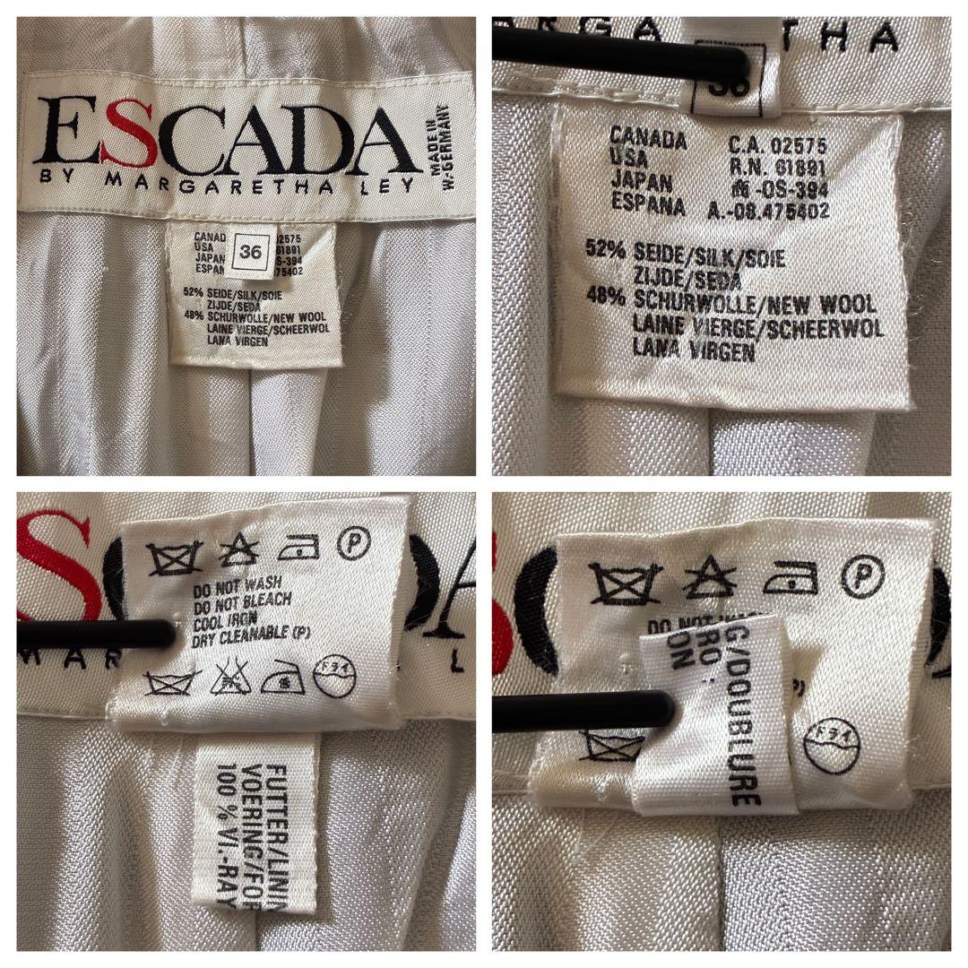 ESCADA 80s-90s シルク混 金ボタン チェック柄 ジャケット M相当