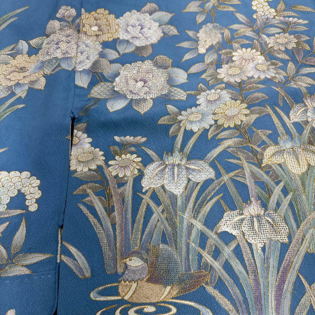 総刺繍 スワトウ刺繍 水色地 振袖 胴抜き