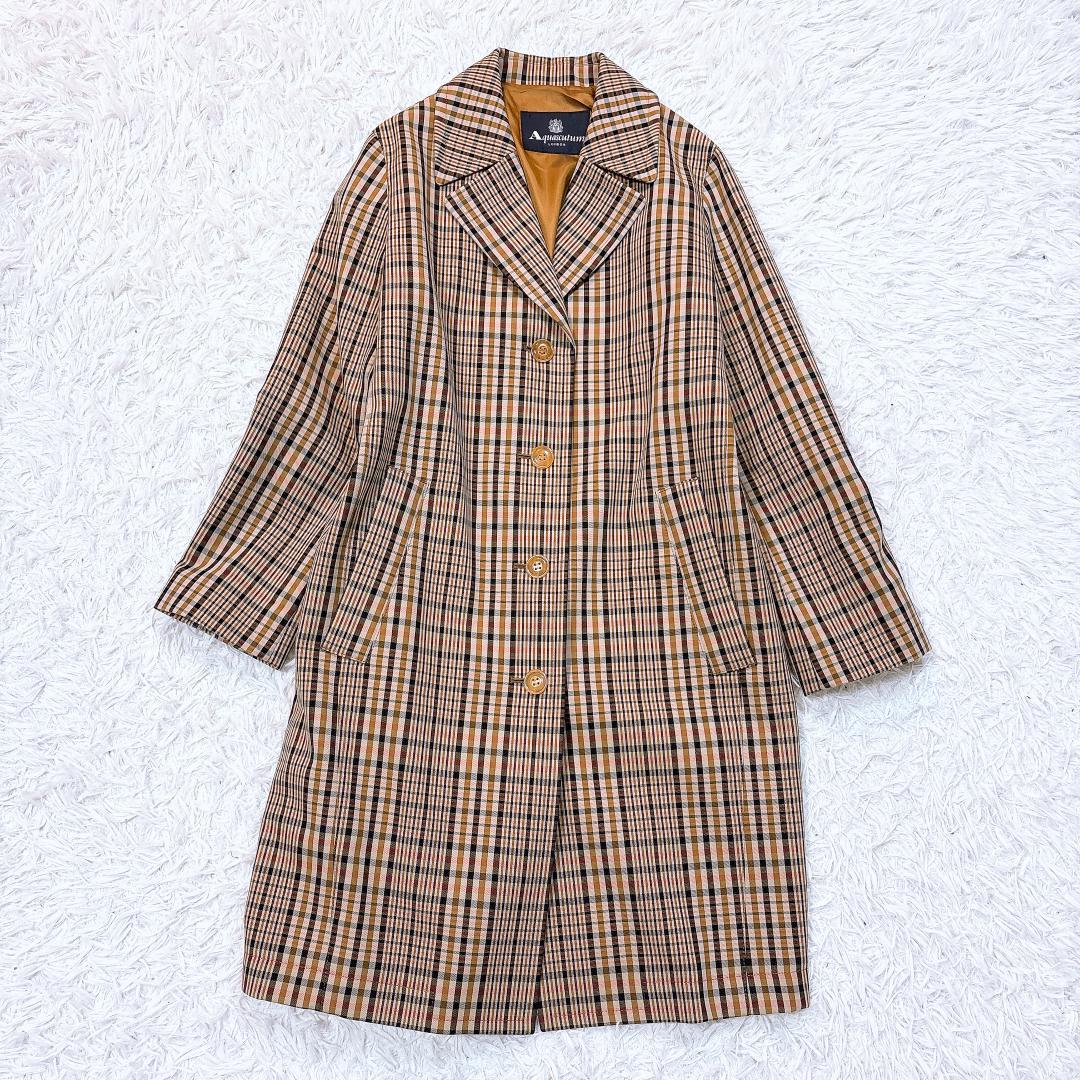 近年モデル✨完売品【極美品】アクアスキュータム チェックロングコート 定価12万