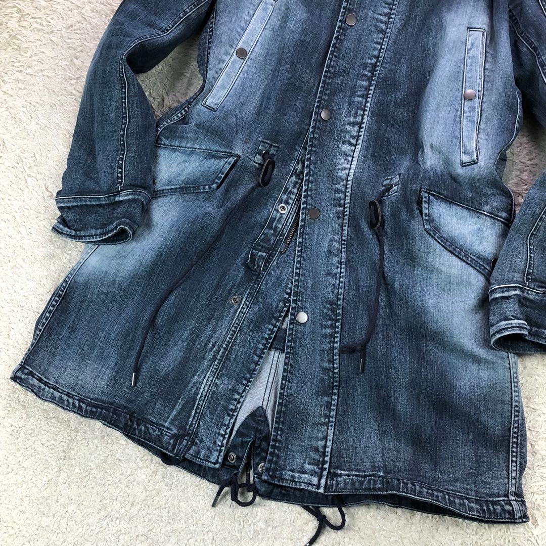 希少XXL/美品⭐ボーギッシュ デニム モッズコート ファー ボア インディゴ