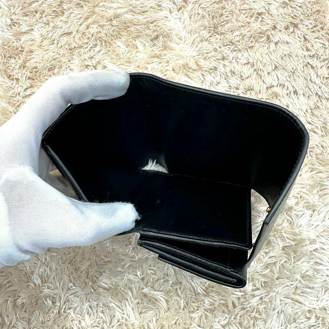 【美品】セリーヌ 三つ折財布 ブラック レザー トリフォールド レディース