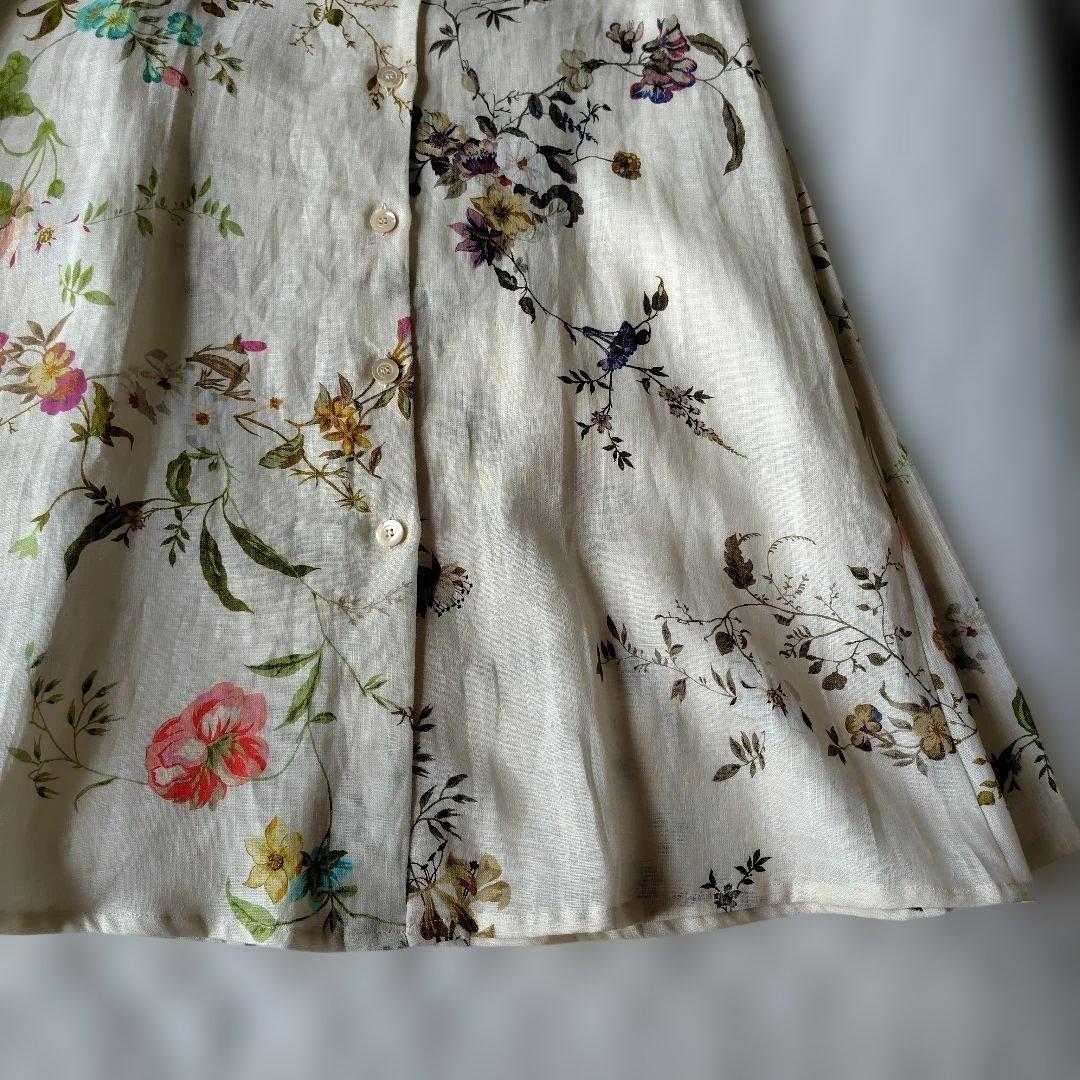 ご購入者お決まりSEMICOUTURE 花柄リネン100フレアスカート