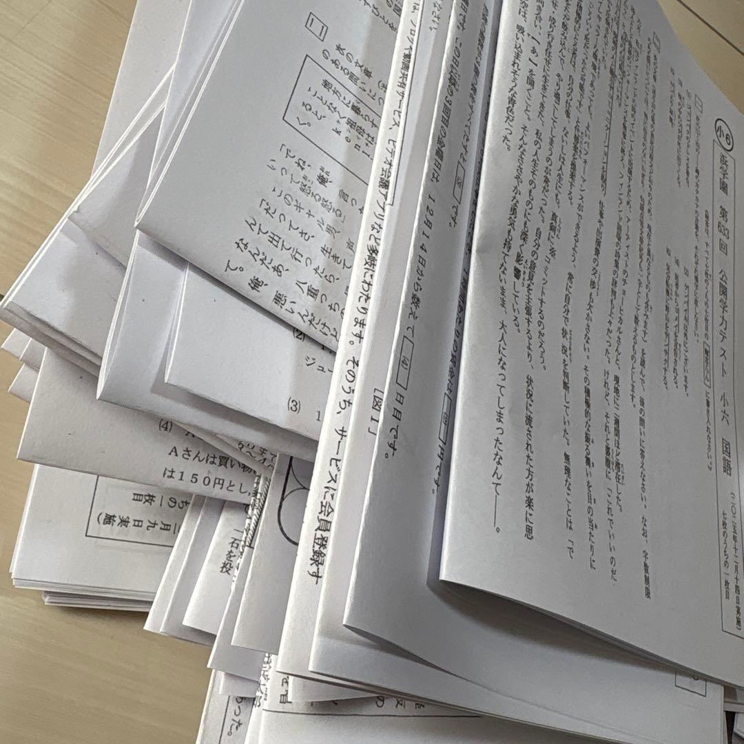 小6浜学園公開学力テスト2025年一年分　4科➕記述力錬成　二つの得点分布表付き