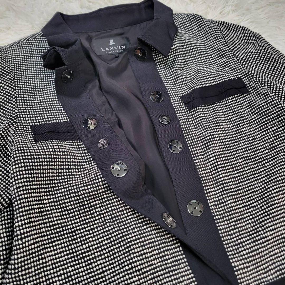 美品✨ランバンコレクション　ツイード　ワンピース　五分袖　M　比翼