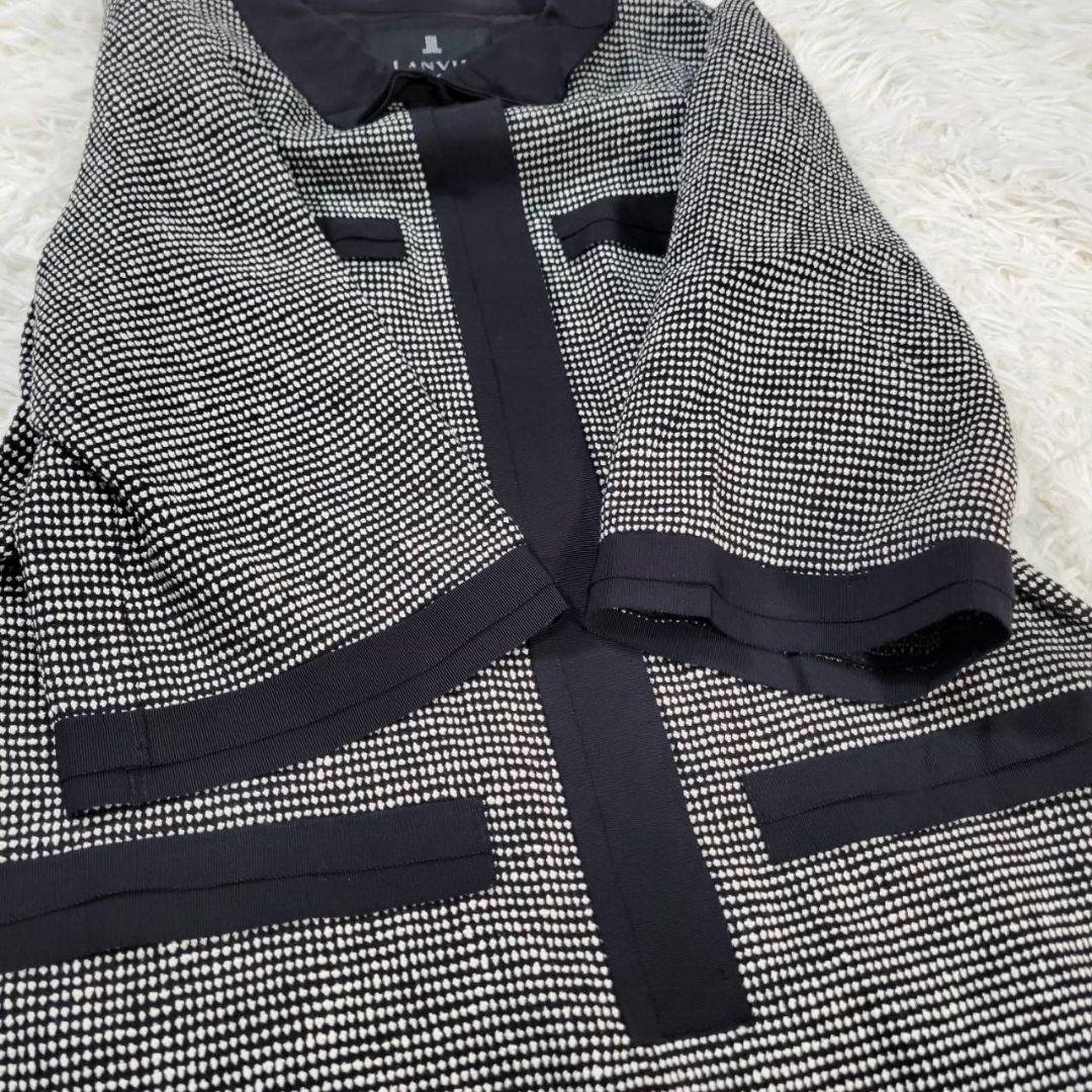 美品✨ランバンコレクション　ツイード　ワンピース　五分袖　M　比翼