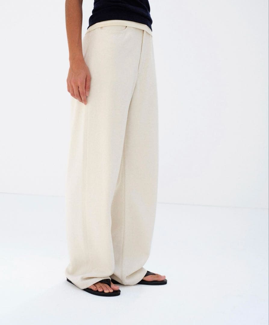 パンツ AURALEE SILK NEP DENIM 5P WIDE PANTS