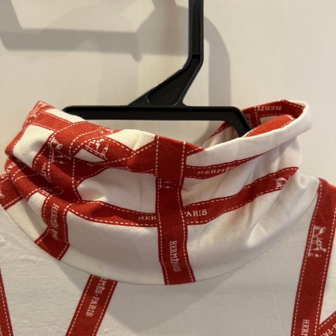 HERMÈS エルメス タートルネック 半袖Tシャツ ロゴ 馬車 Lサイズ