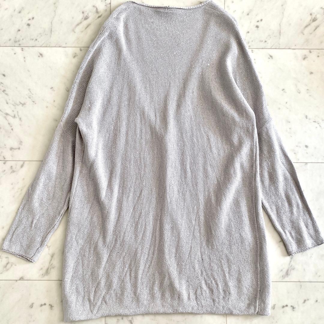 良品 ファビアナフィリッピ スパンコールラメ装飾 リネン混ロングカーディガン