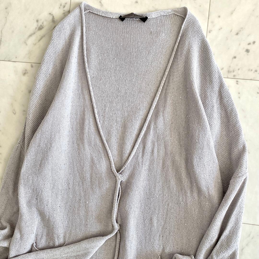 良品 ファビアナフィリッピ スパンコールラメ装飾 リネン混ロングカーディガン